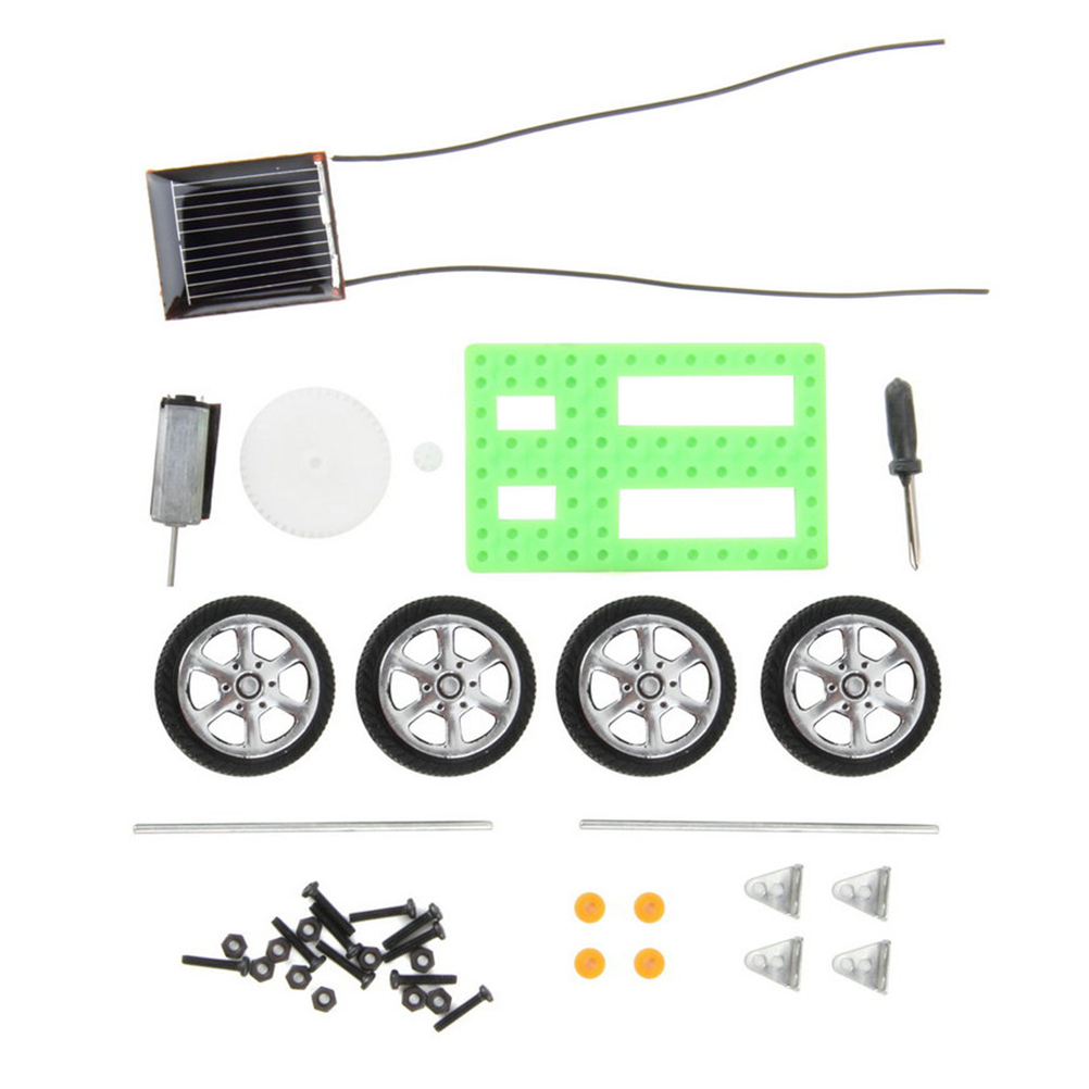 Grøn 1 stk mini soldrevet legetøj diy bilsæt børn pædagogisk gadget hobby sjovt legetøj