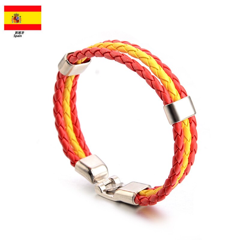 National team Flag Leather france Wristband Nigeria Bracelets soccer SPAIN: spain