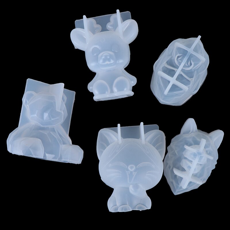 3d molde de silicone diy geometria estéreo urso veado gato lobo orangotango decoração animal ornamento molde bolo ferramenta