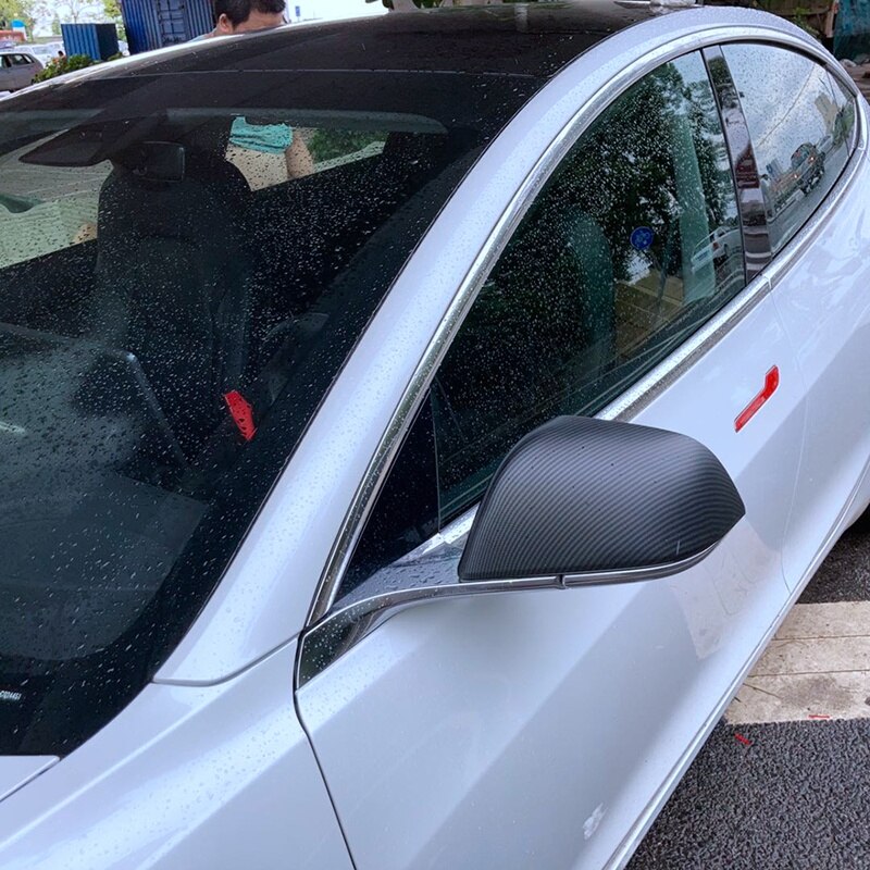Matte Carbon Fiber Rearview Mirrors Guard Covers Caps Side Mirror Protector for Tesla Model 3 Exterior Modification