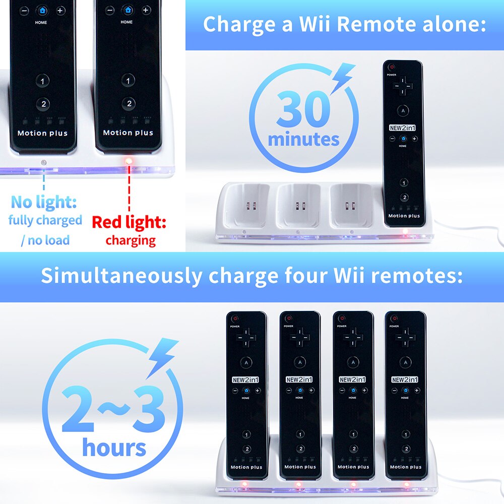 OSTENT Wit Dock Station Charger + 4 Batterij Packs voor Nintendo Wii Remote Controller