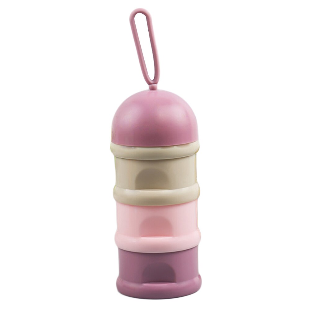 Dispensador de leche en polvo para bebé, contenedor de almacenamiento de alimentos con 3 compartimentos, viene con sellos ligeros de tamaño perfecto: Rosa