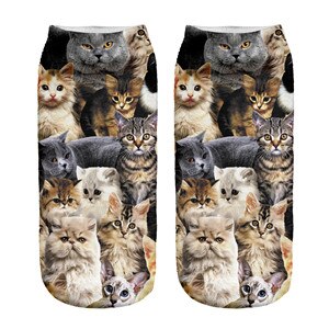 ZHBSLWT 3D Print Animal Sphynx Cat Women Socks calcetines Casual Cute Character Low Cut Ankle Socks Multiple Colors Harajuku: 6