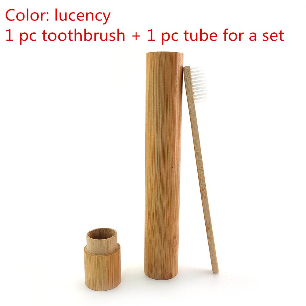 1pc Bamboo Toothbrush +1pc Bamboo Tube Eco Friendly Natural Bamboo Toothbrush Travel Case Soft Head Teeth Brush 2pc Packing: 492-I-1