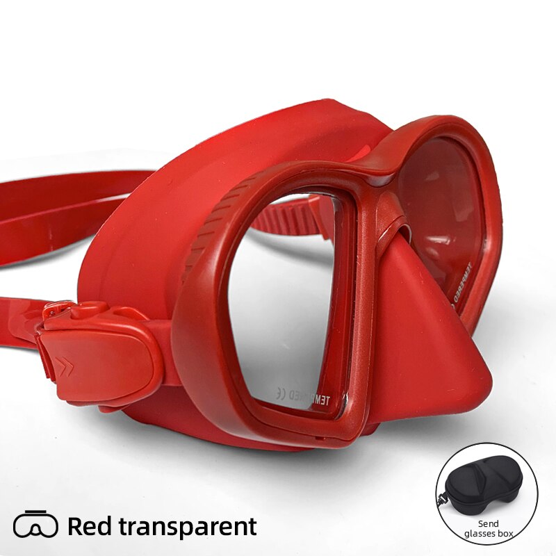 Free Diving Mask Low Volume Multiusage Diving Mask Scuba Diving Mask for Adults Men Women Diving Goggles Diving Equipment: Red transparent