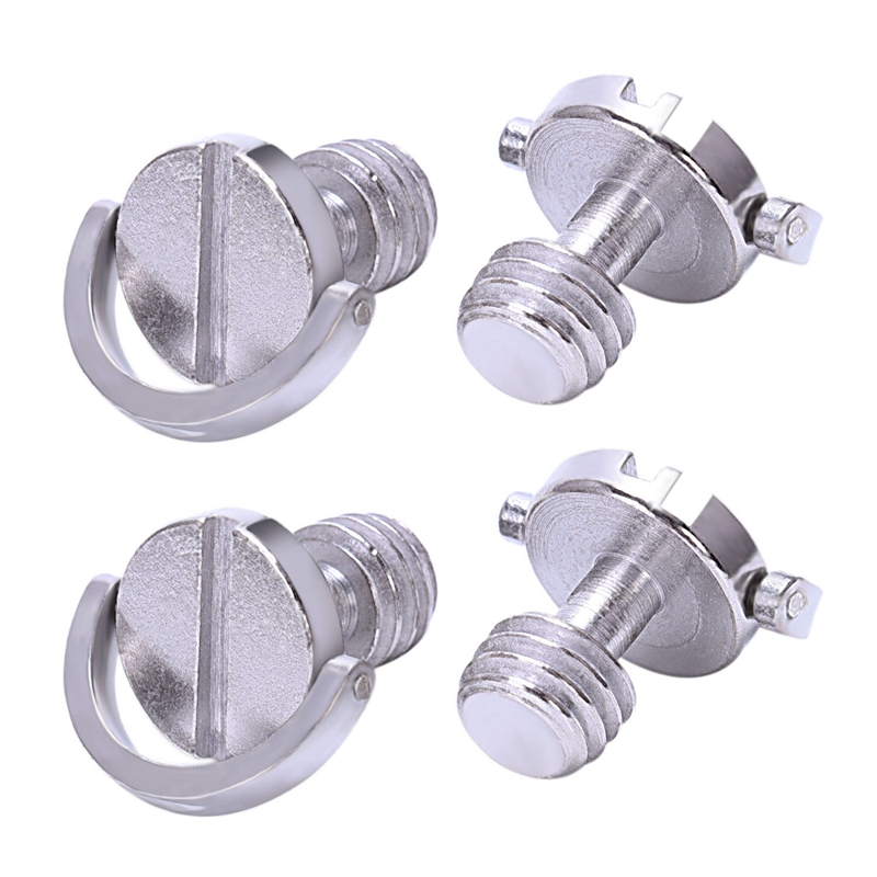 Langer As D-Ring Schroef 3/8 Inch-16 Draad Camera Statief Quick Release Schroef Adapter (Pack van 4)