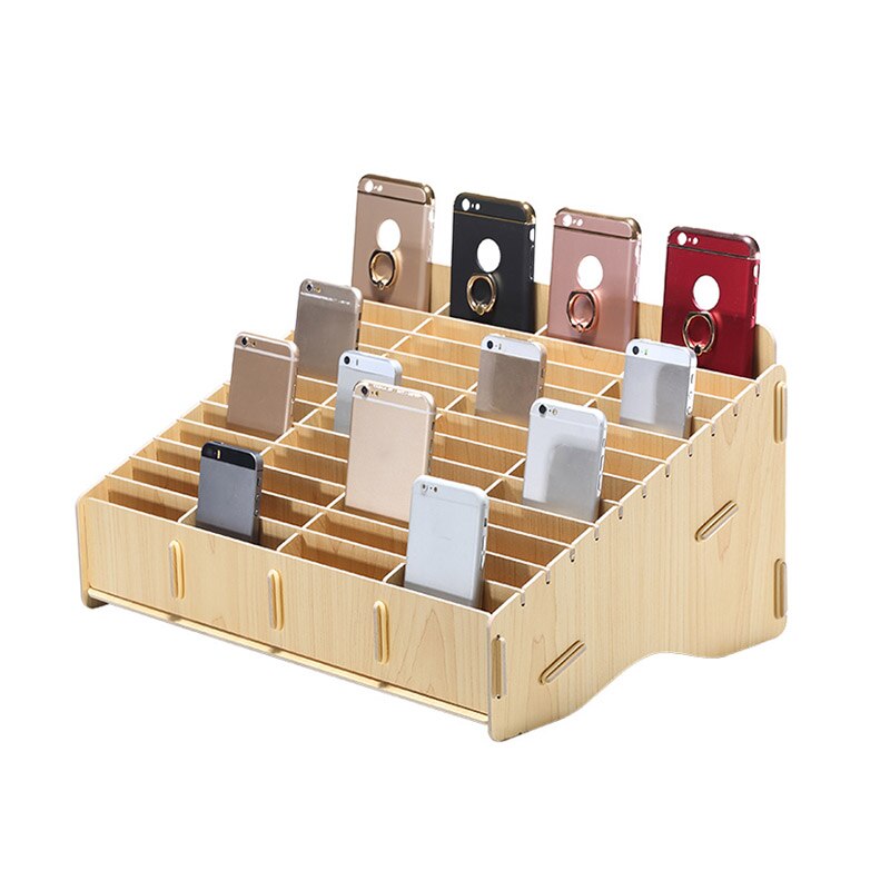 Desktop Phone Screen Storage Box Wooden Phone Holder Phone Repair Management Organizer 24 Grid Storage Tool