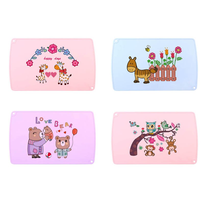 Kids Table Placemats Cartoon Animal Print Waterproof Food Grade Silicone Non-slip Table Mats Anti-scald Baby Feeding Pad 30*50cm