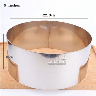 Molde de anillo de mousse de acero inoxidable 304 de 10cm de altura, 4, 5, 6, 7, 8, 9, 10 pulgadas, círculo redondo liso, capa para pastel de bodas, DIY: 9 inches