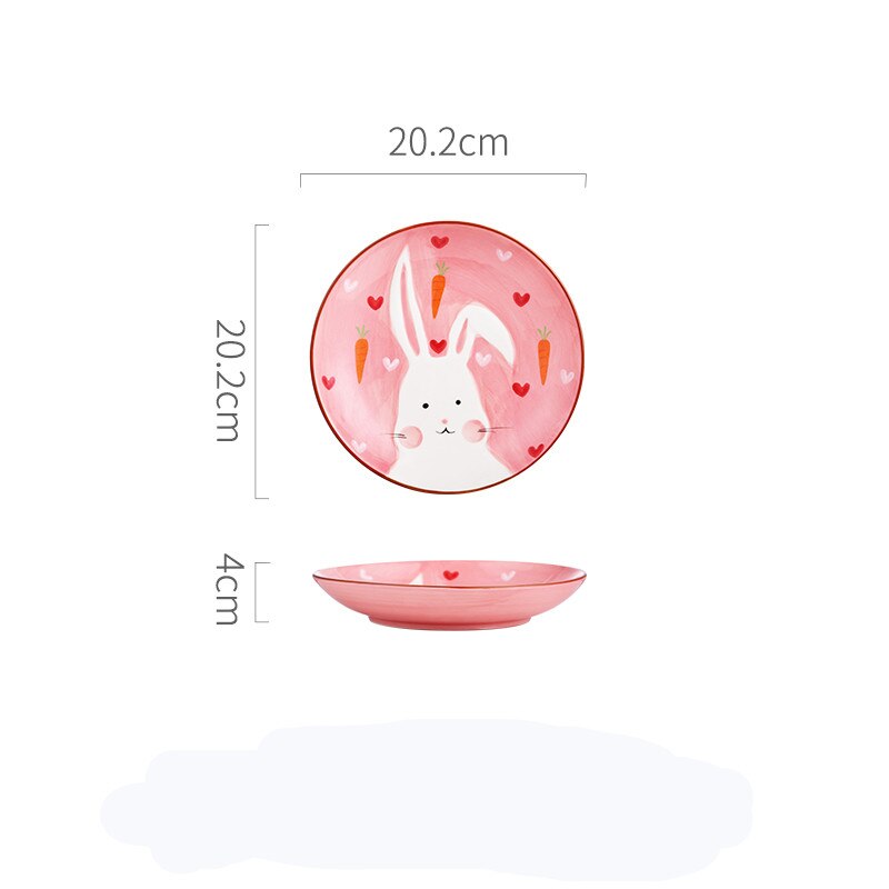 Cute cartoon ceramic tableware Kids Dinner Plate Toddler Feeding Dishes Snack dish Children Training Bowl Spoon Fork: A