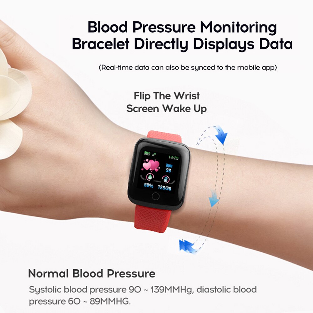 116 plus bluetooth 4.2 blodtryksmåling hjertefrekvens søvnmonitor skridttæller smart armbånd fitnessudstyr tilbehør