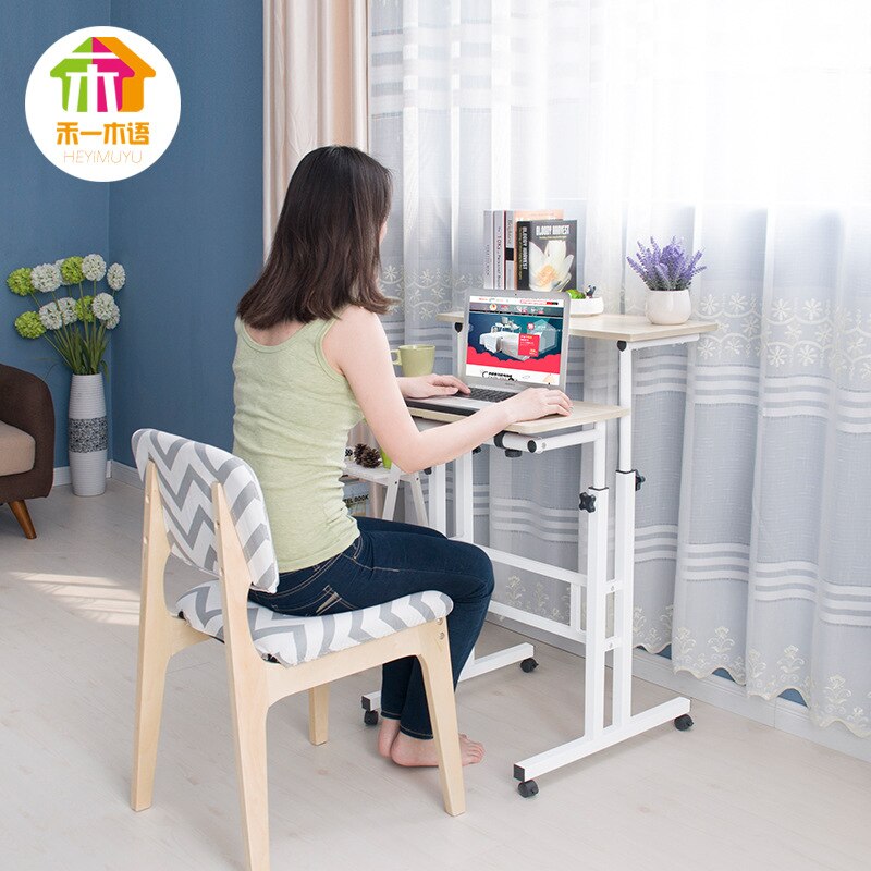 Gratis Lifting En Moving Sit-Stand Bureau Kantoor Werkstation Houder Computer Tafel Met Universele Wiel En Host Houder