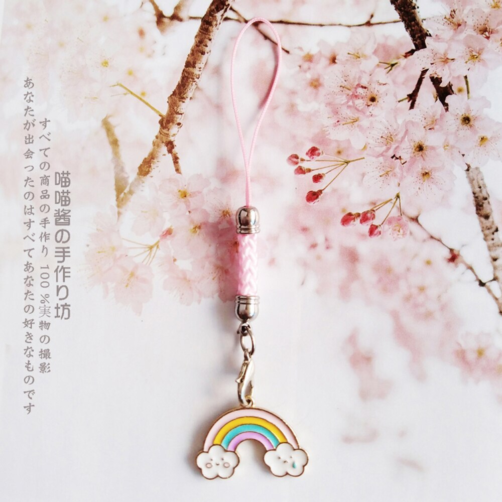 Cute Korean Rainbow Cloud Decor Strap Lanyards for iPhone/Samsung Kawaii Keys Mobile Phone Strap Hanging Rope Smartphone Charm: F