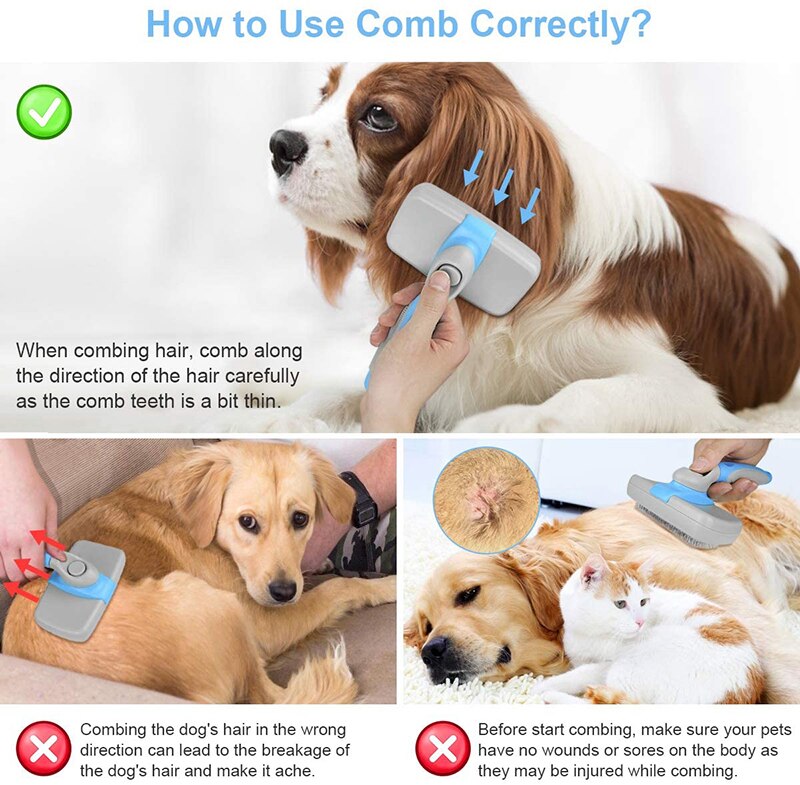 Slicker Comb Benepaw Self-cleaning Slicker Dog Brush Comb Comfo... – Grandado
