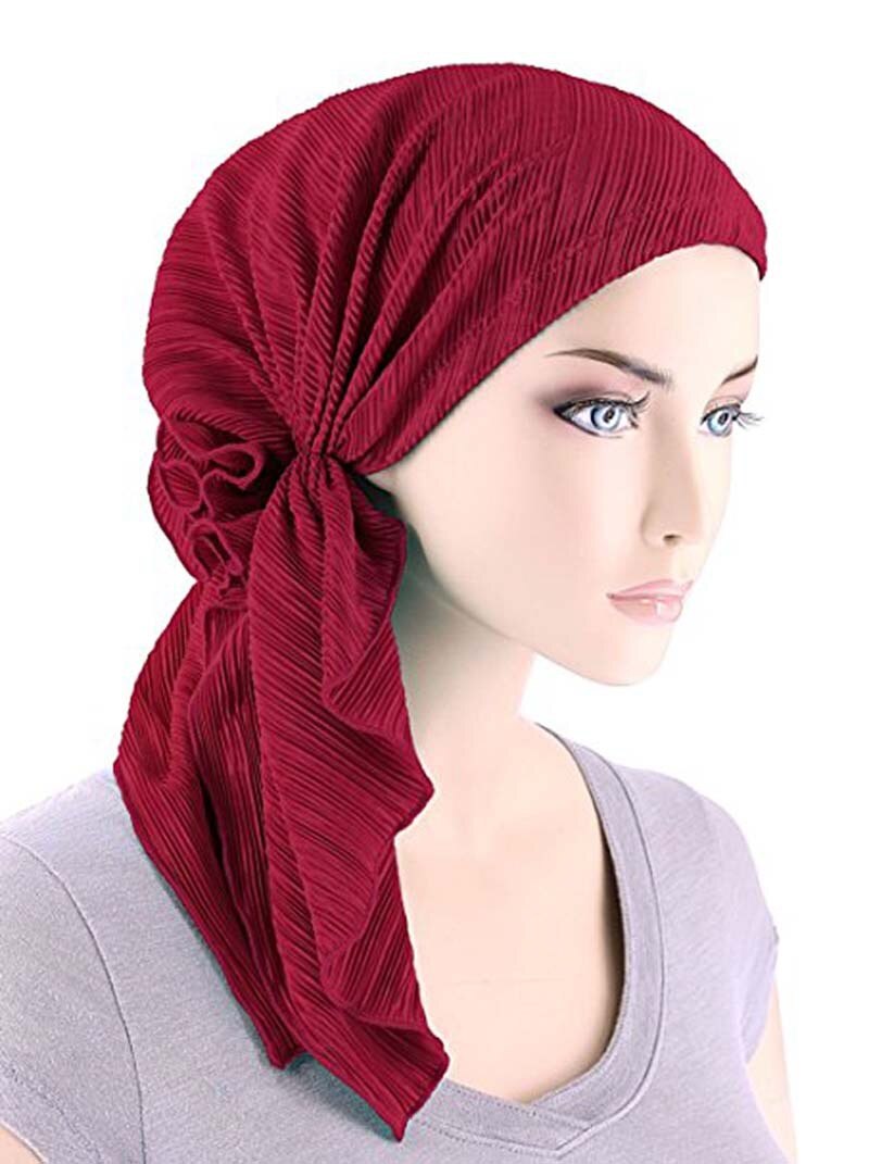 Moslims vrouwen ruches tulband hoed hoofddoek kanker chemo mutsen chemotherapie petten bandana hoofddeksels hoofddoek haaruitval bedekking