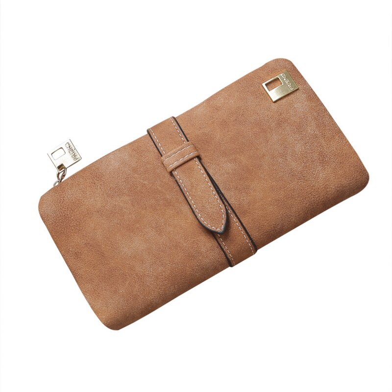 Dames rits multi-kaart positie leren kaart telefoon munt houder organizer lange trekkoord portemonnee matte portemonnees: Khaki