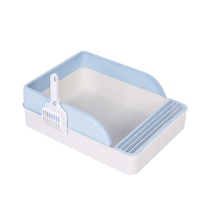 Litière Bac À Sable Chat Chats Plateau Nettoyage Sain et Respectueux de l'environnement PP Résine Semi-fermée Chaton Toilette Fournitures Pour Animaux de compagnie: blue / 49X36 CM