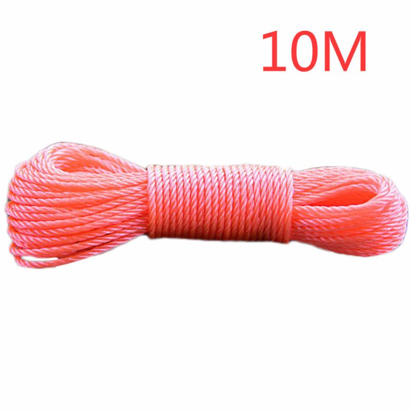 10m/20m Clotheslines Long Colored Nylon Rope Climbing Traction Tying Shade Net Rope Clothesline Garden Supplies: 10m pink