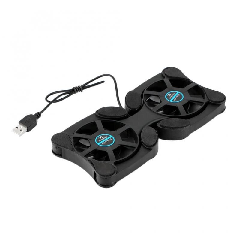 Ventilador plegable para portátil Mini Octopus con puerto USB, ventiladores dobles, almohadilla de refrigeración para portátil de 7-15 ", Enfriador de ventilador de refrigeración USB negro: Default Title