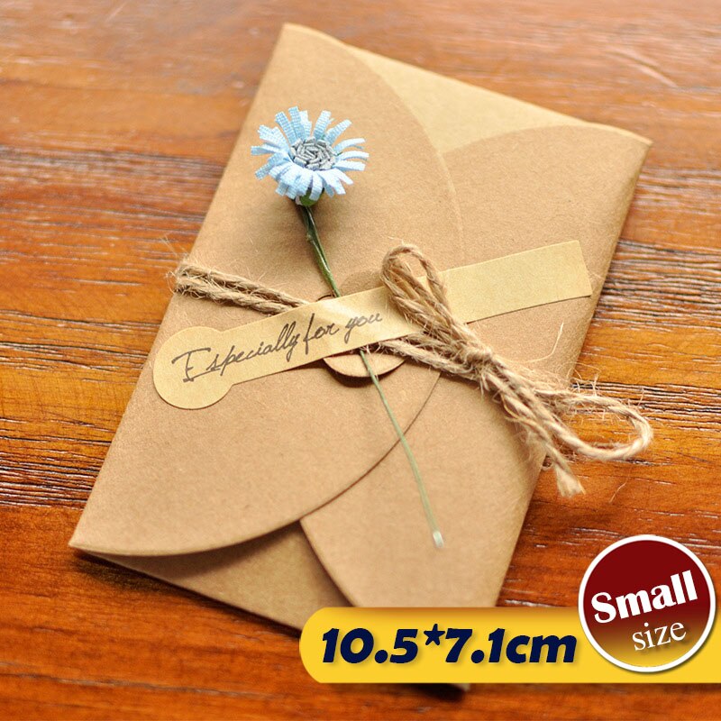 12 stk bryllupsblomst invitasjonskort kraftpapir konvolutt tørket blomsterlomme invitasjoner til fest og bryllup: Liten -c2-12 stk