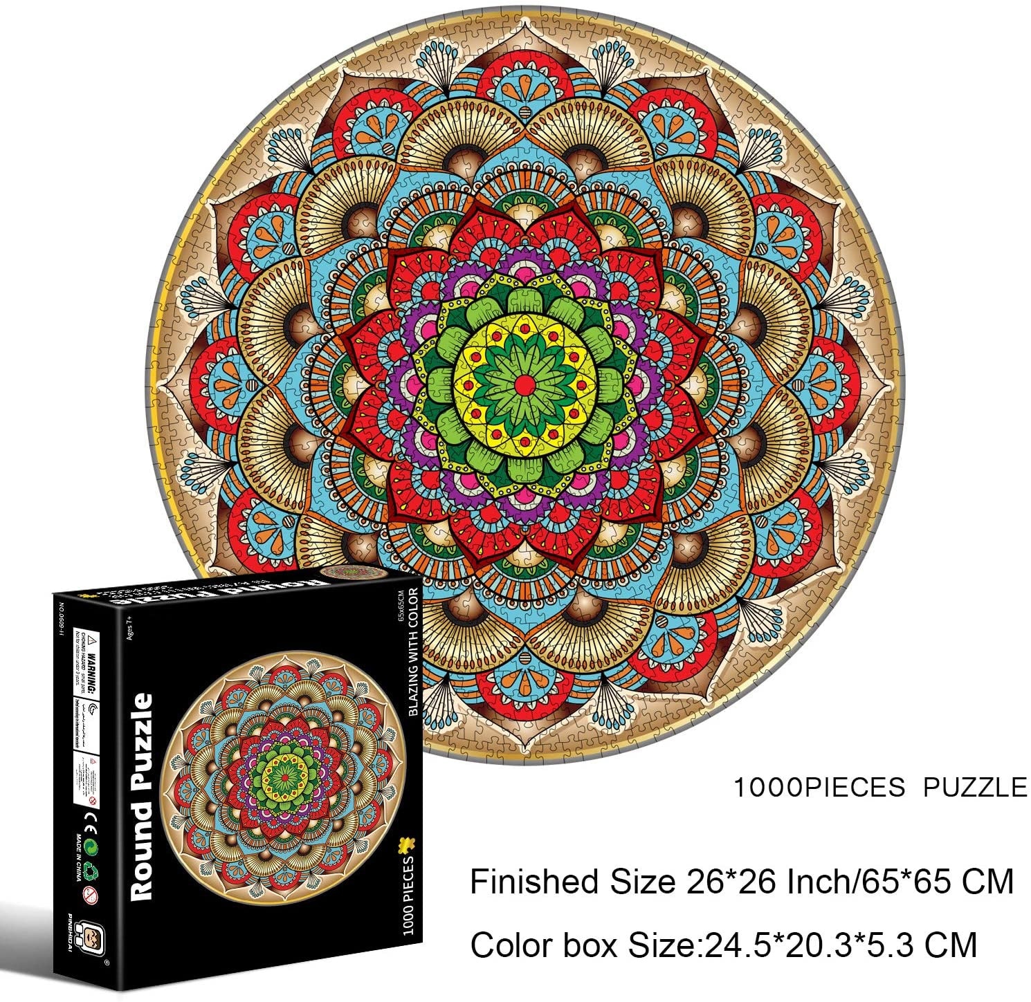 Legpuzzels 1000 Stuks Voor Volwassenen Ronde Puzzel, Mandala Grote Ronde Moeilijk En Uitdaging Puzzel