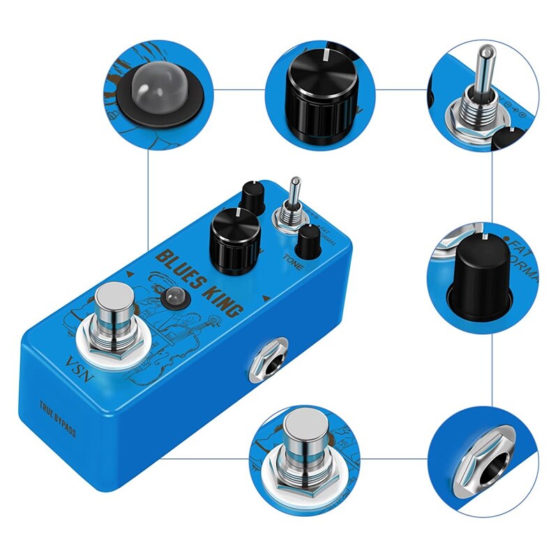 VSN Bluesy Guitar Pedal Blues Style Distortion Effect Pedal Fat &amp; Normal 2 Modes Wide Range Frequency Response