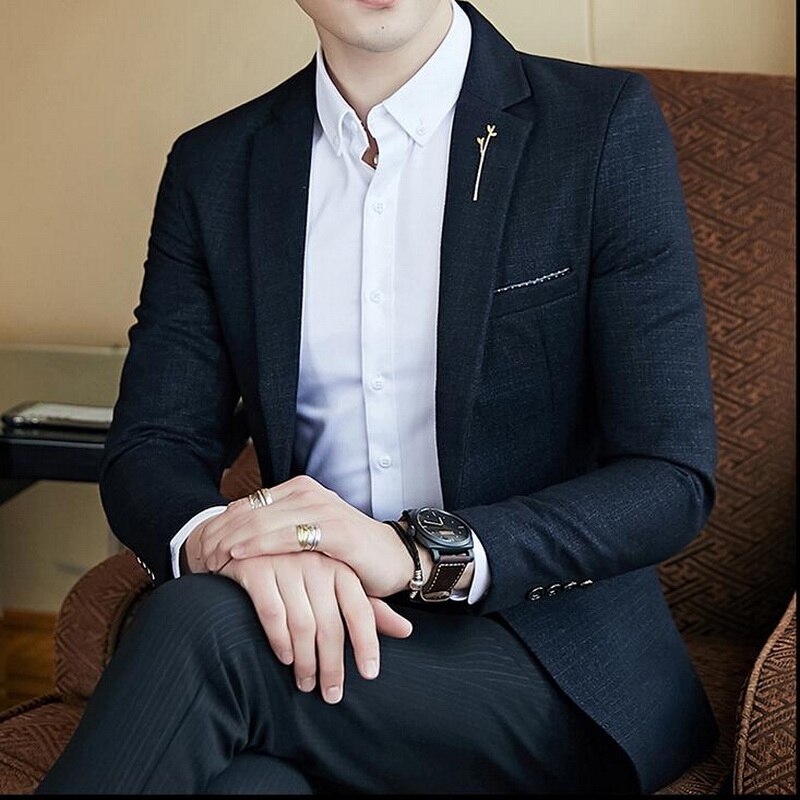 Men Stylish Blazer Dot Striped Blazers Men Slim Fit Blazer Business Casual Blazers M-3XL