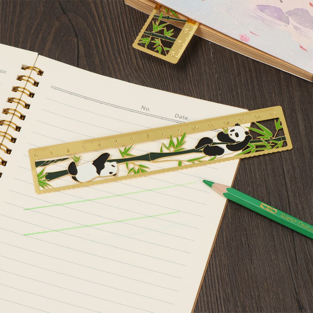 2 in1 Metal Hollow Rulers Bookmark Ruler Chinese Style Multifunction Bookmark For Kids Student Drawing Supplies