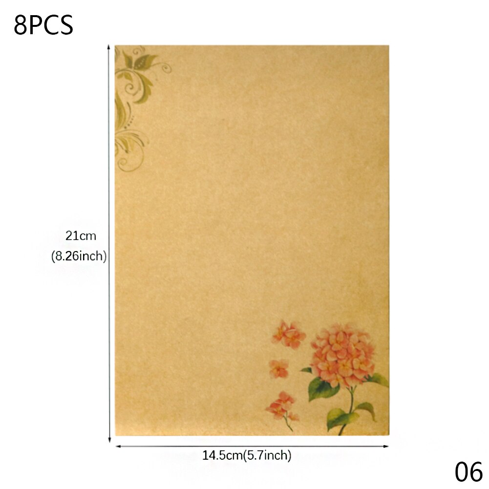 8sheets/pack Retro Vintage Letter Papers Retro Romantic Kraft Brown Papers Writing Papers Scrapbooking Collection Papers: 06