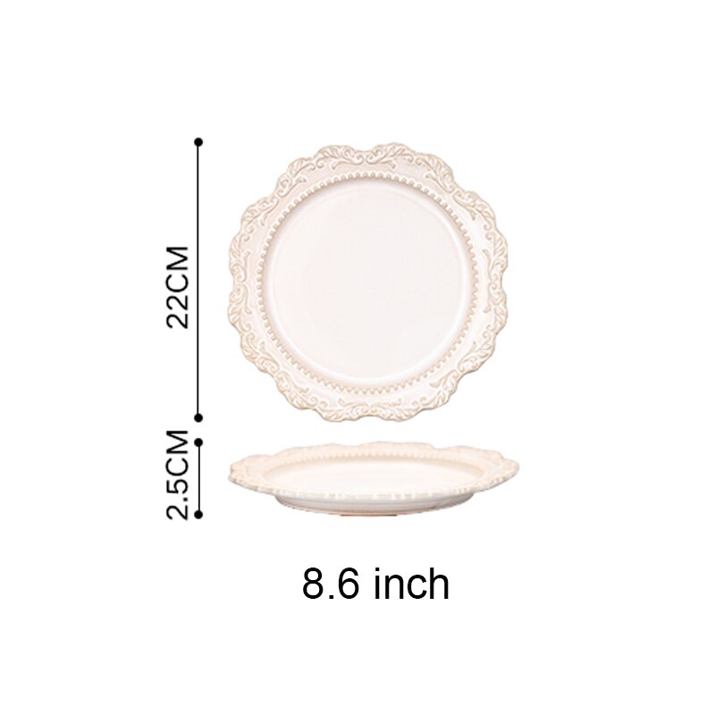 European Tableware Western Dinner Plates Soup Bowl Ceramic Dinner Plate French Baroque Retro Embossed Palace Style Plates: style01
