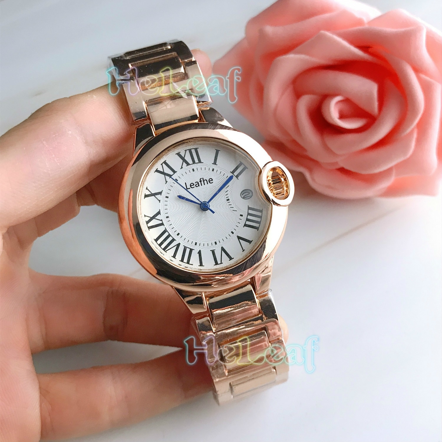 Silver Gold Stainless brand Watch Quartz Wrist Watches Ladies Girls Famous Female Clock Montre Femme reloj: Rose