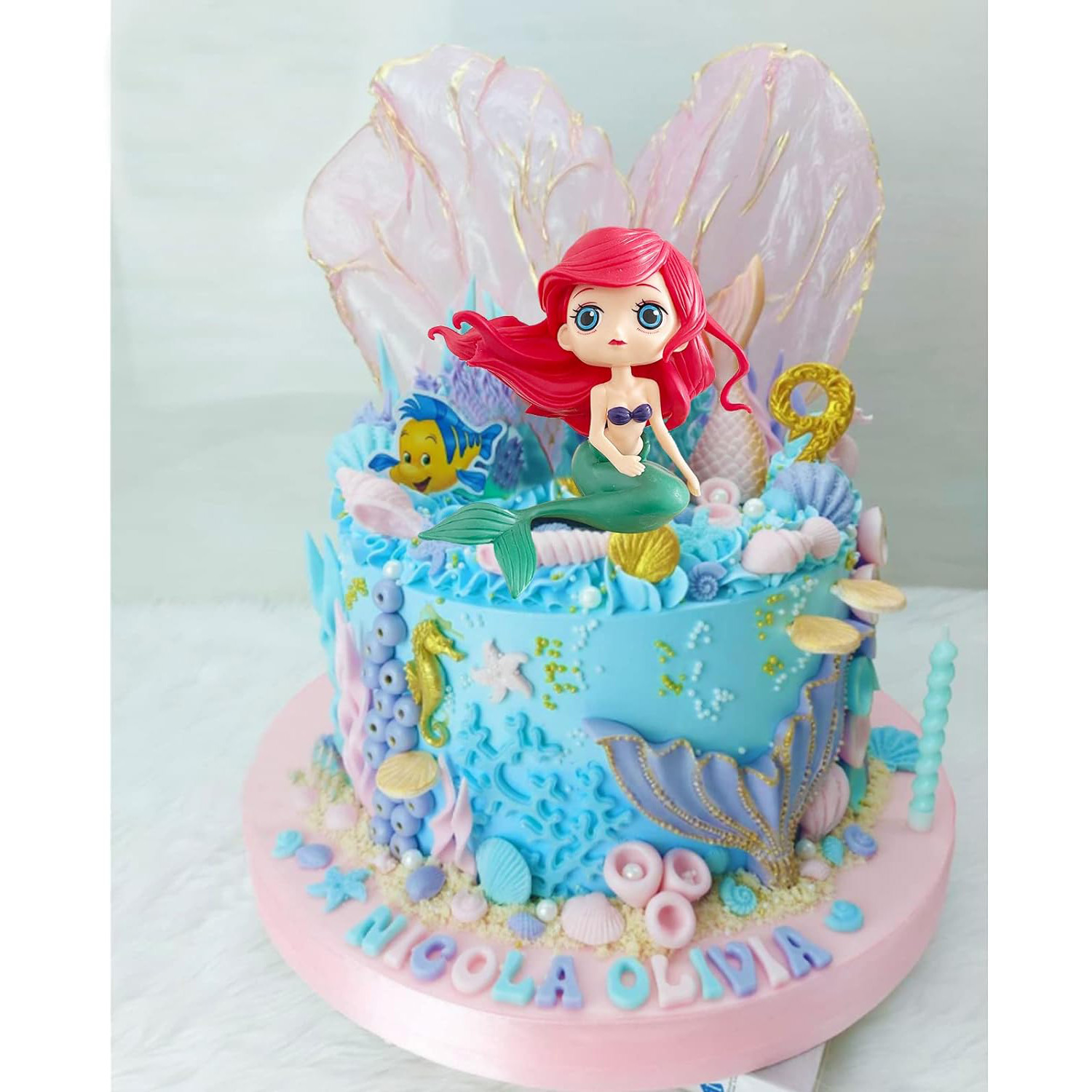 16 pezzi di toppers per torta a sirena per la sirena sotto il cavalla a tema compleanno matrimonio bambino doccia decorazioni per feste