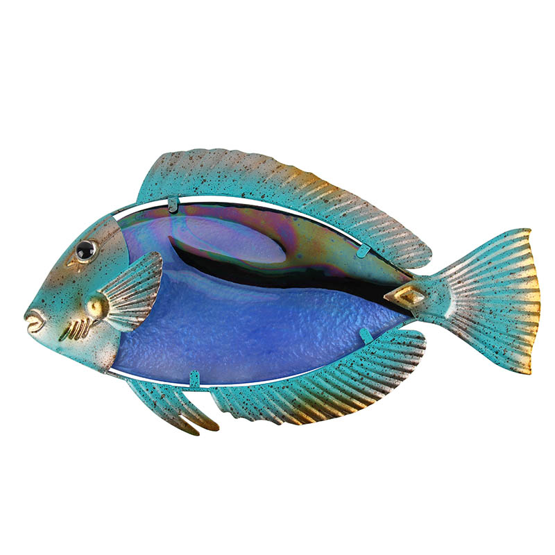 Metallo di Vetro di Pesce Opere D'arte Della Parete per la Casa e Decorazione del Giardino Animale per Esterno Giardino Statue e Sculture Miniature: 35x18cm