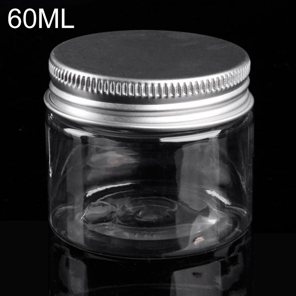 Boîte à maquillage, pot de rangement en plastique pour cosmétiques, récipient transparent avec couvercle en aluminium, petite bouteille de voyage 30/40/50/60/80/100/120/150/200ML 1 pièce: 60ML