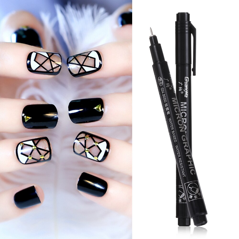 Nail art graffiti penn svart farge uv gel polish prikk wire detaljering maling diy børster falske negler pryder manikyrverktøy