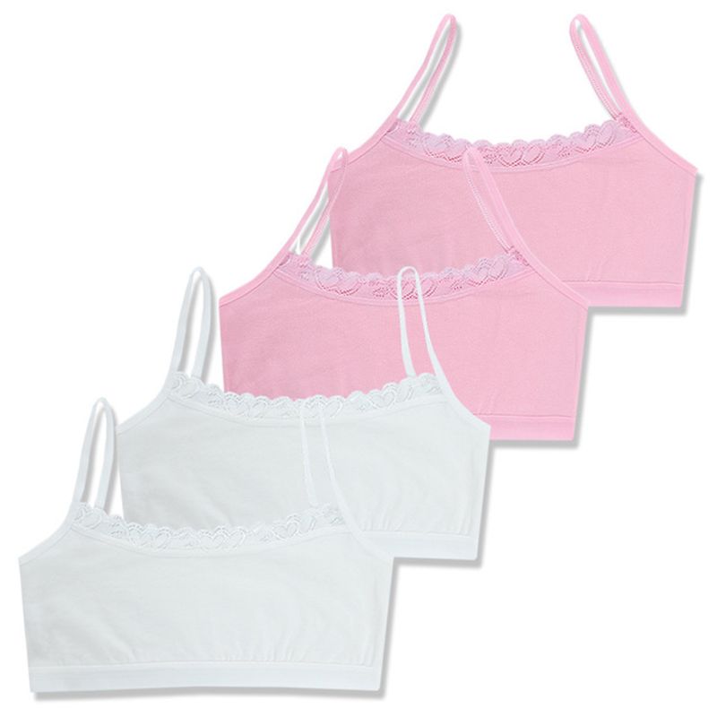4pcs/Lot Cotton Young Girls Training Bra Children Bras Kids Vest Teens Underwear: C