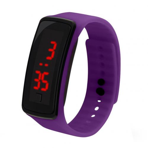 Children Kids Silicone Band LED Screen Electronic Digital Sports Wrist Watch Smart Bracelet Band: Purple 