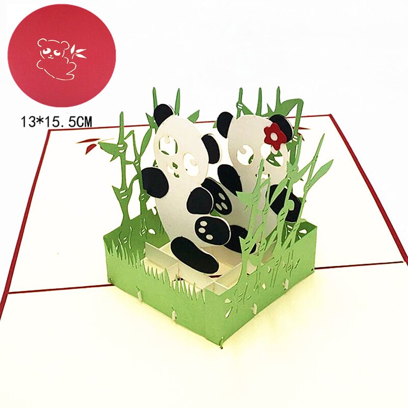 10 pcs Handgemaakte 3D Pop Up Card Panda Papier Groet Kirigami Kaart Gelukkige Verjaardag Uitnodiging Kaart Ansichtkaarten Kids Thanksgiving