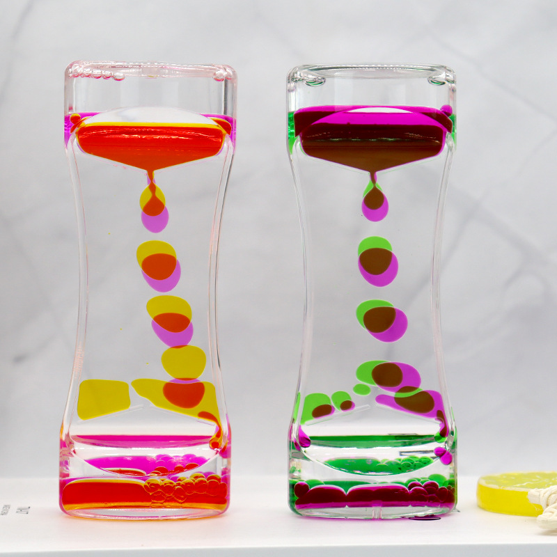 Acryl Kleurrijke Visuele Olie Zandloper Vloeibare Motion Waskolf Timer Esthetische Tiener Kamer Decoratie Ambachten Student Desk Decor