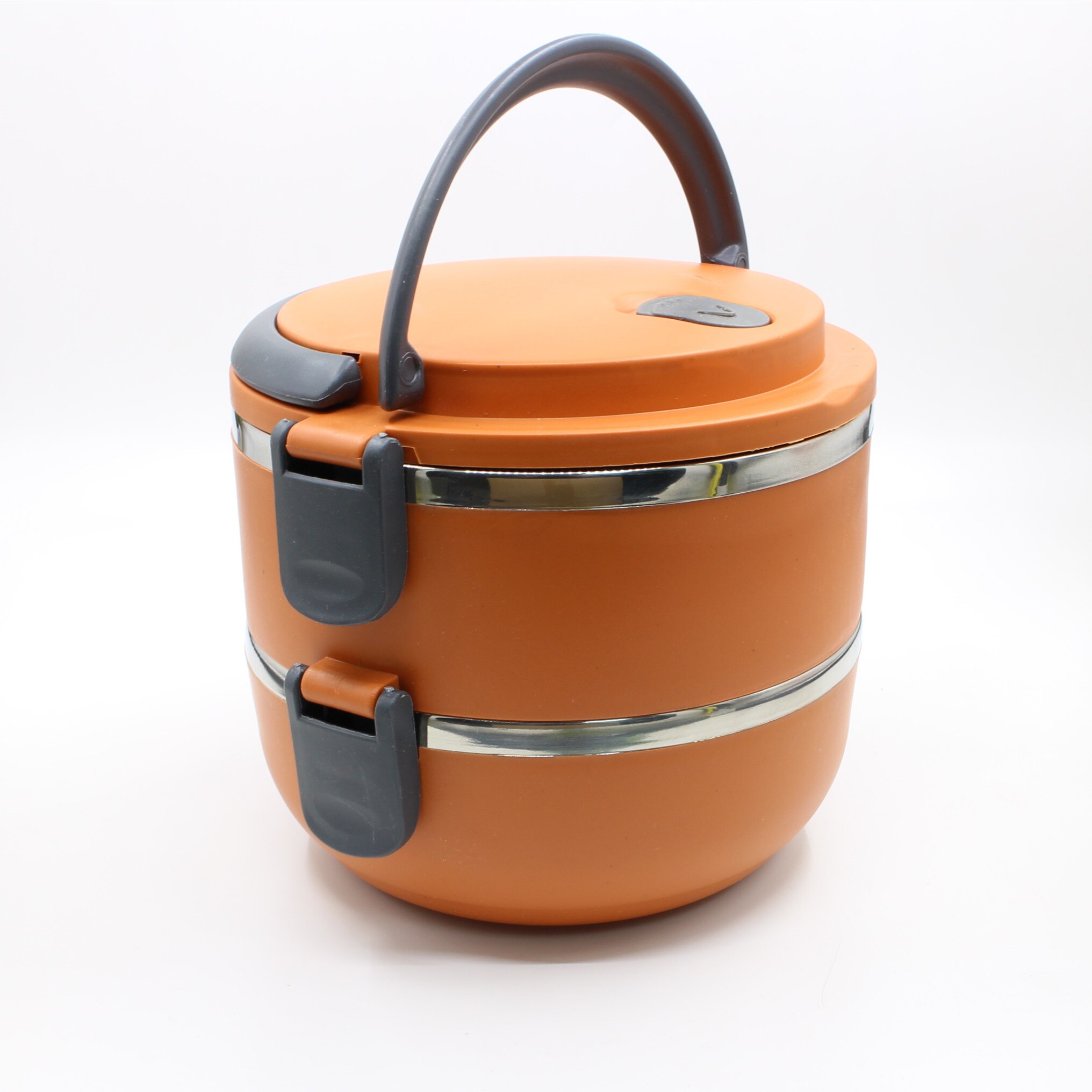 Rvs lunchbox milieuvriendelijke plastic thermische voedselcontainer draagbare lunchbox voor kinderen kantoor school bento lunchbox: Oranje 2 lagen