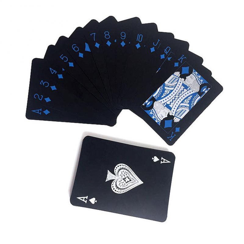 54Pcs Waterdichte Pvc Pure Black Magic Box-Verpakt Plastic Speelkaarten Set Dek Poker Klassieke Goocheltrucs tool Games