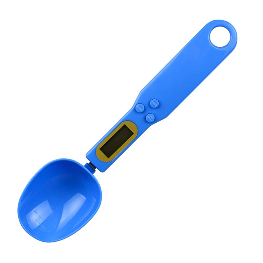 Báscula de comida para mascotas, herramienta de medición electrónica, tazón de alimentación para perros y gatos, cuchara medidora, báscula de cocina con pantalla Digital, 250ml: Blue