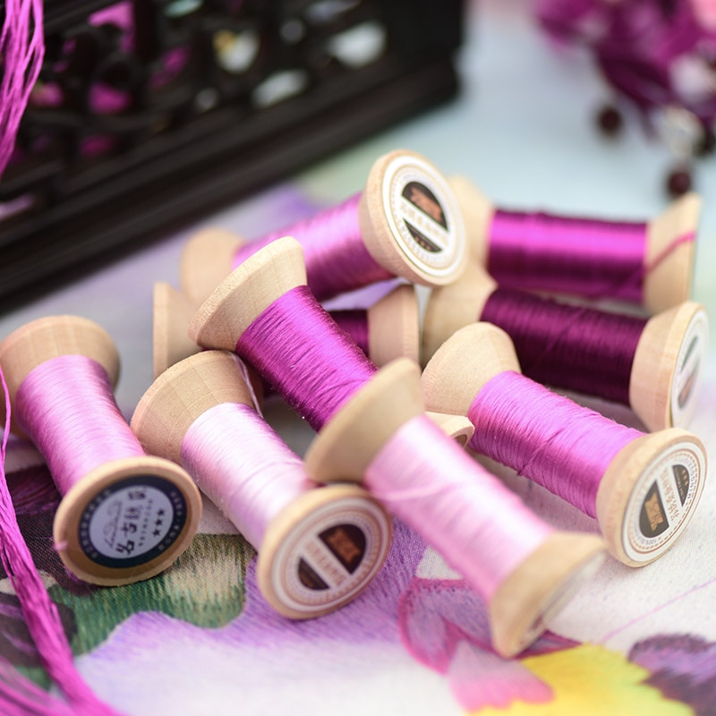 Handmade embroidery embroidery thread spool / silk embroidery thread / wrapped silk silk thread / rose purple / each 20 meters