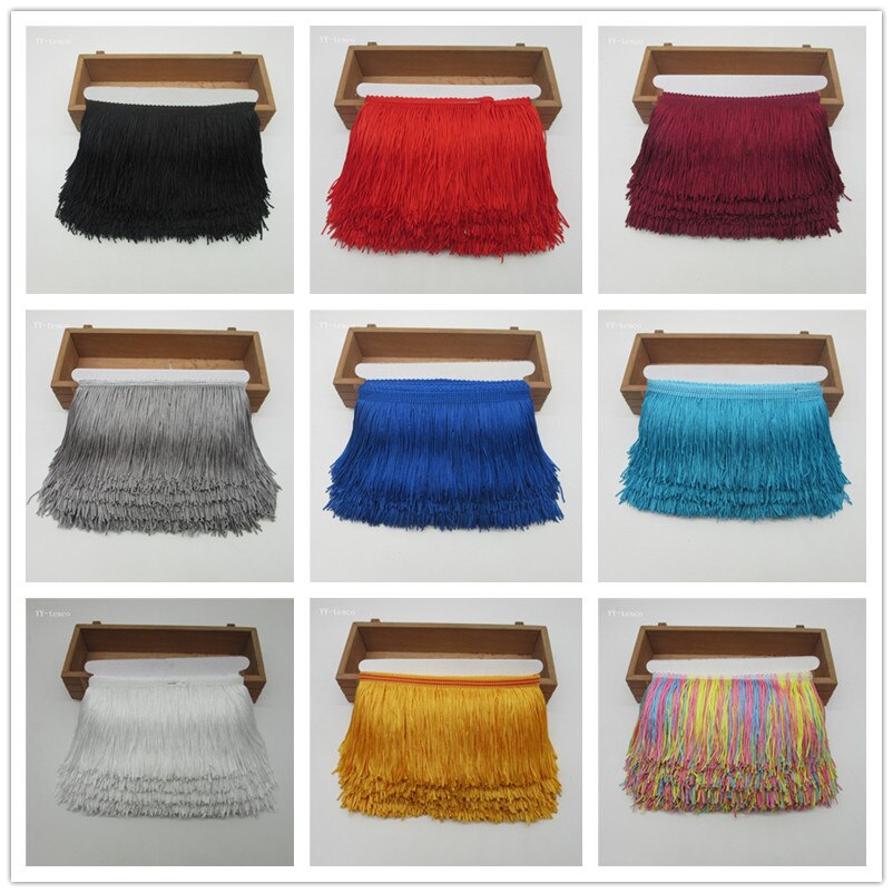 1 yards frynser kvast trimning blonde latin kjole macrame samba danse tøj blonder polyester enkelt bånd 10cm bredde