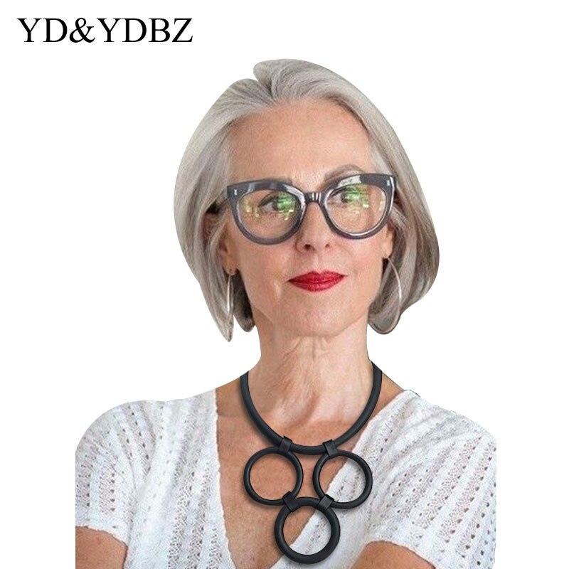 Collier de déclaration mamans géométrique bijoux pour femmes court Multi brin collier de mariage noir mousse caoutchouc colliers A