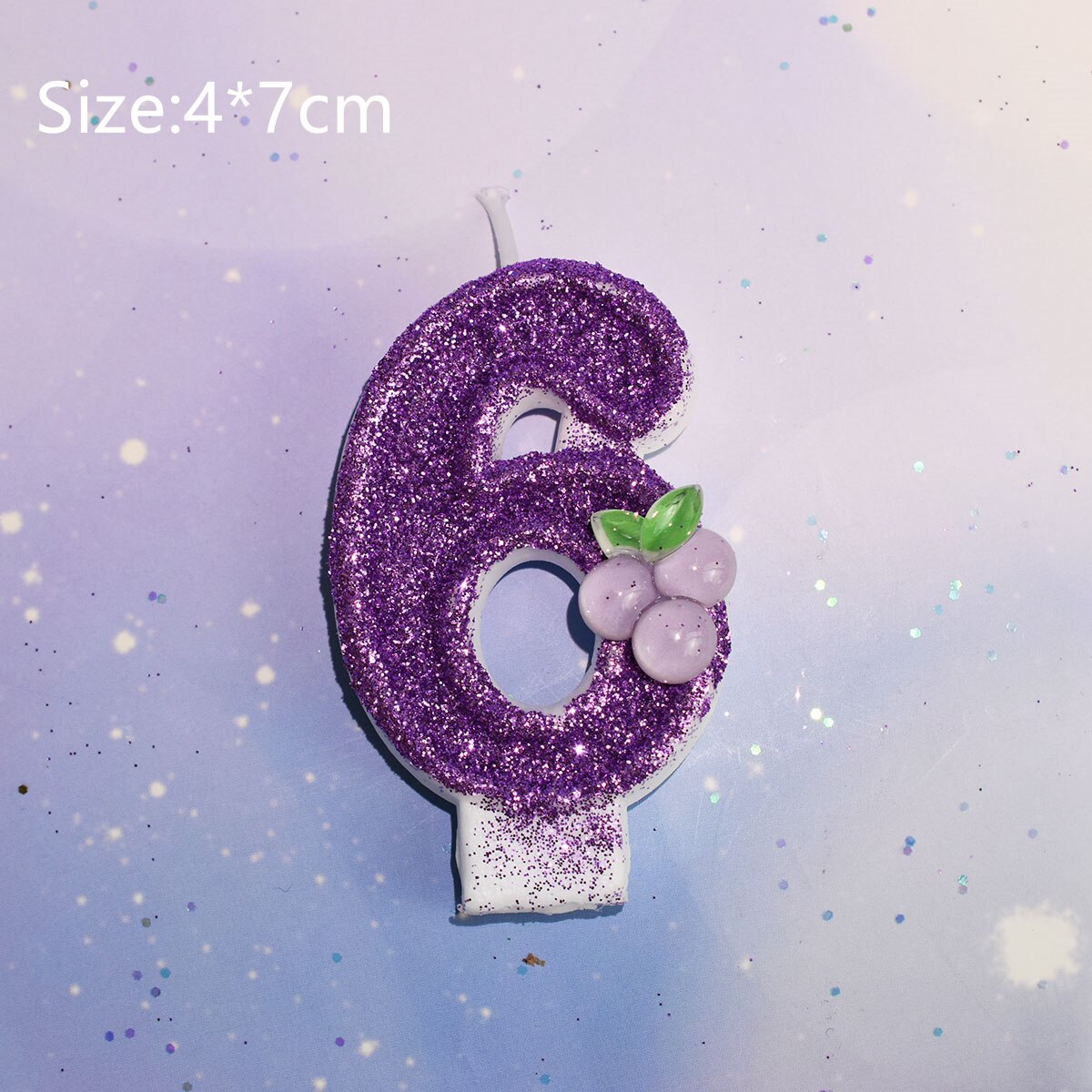 Happy Birthday Child Fruits Purple Grape Candles For Girl Number 0-9 Cake Topper Wedding Decoration Anniversary Party Supplies: 6 Pink