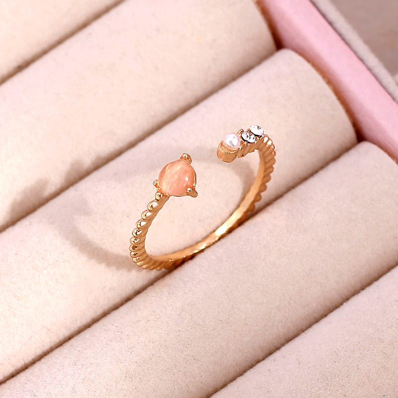 Shiny Crystal Fruit Vlinder Ringen Voor Vrouwen Meisjes Multicolor Cherry Aardbei Druif Ring Sieraden: 006403GD