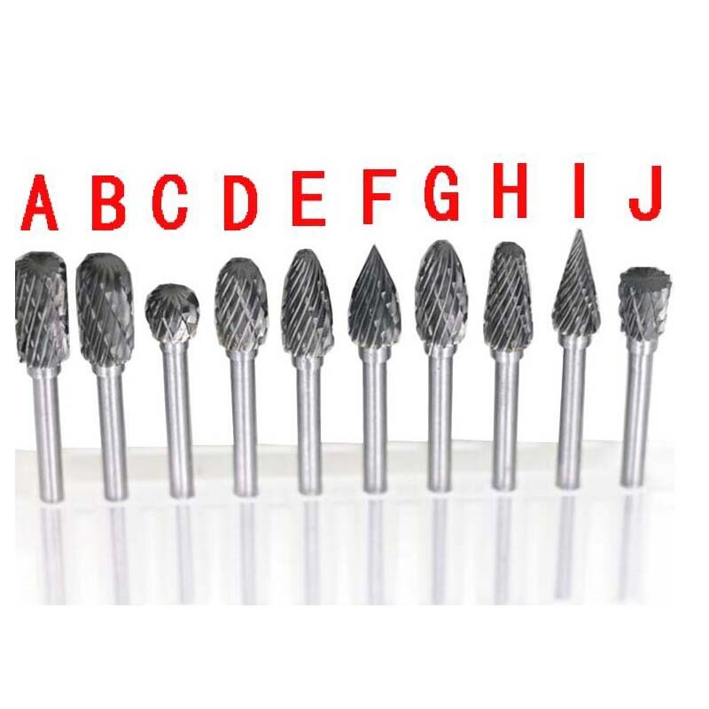 10 stuks/set 1/8 "Tungsten Carbide Burr Rotary Boren Gereedschap Cutter Bestanden Set Shank P20