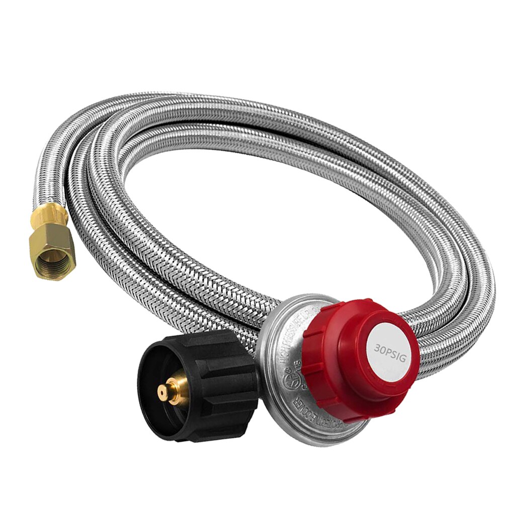 Premium Stainless Steel 0-30 Psi Adjustable Propane Regulator - High Pressure - Grill Camper Burner Replacement with 4ft Hose