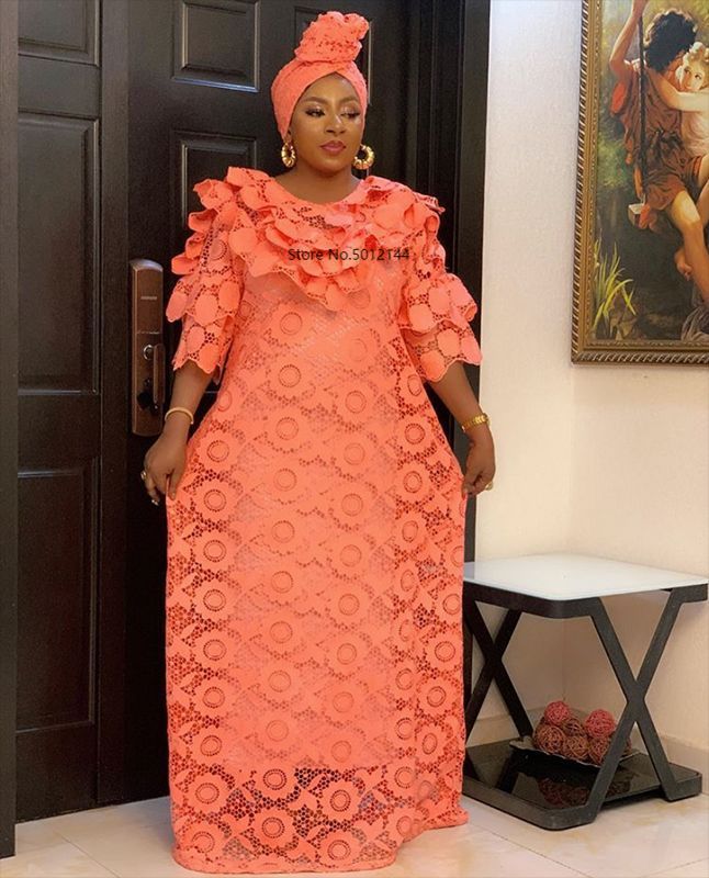 Lace African Dresses for Women Plus Size Muslim Dashiki African Clothes Abaya Dubai Boubou Robe Africa Maxi Dress